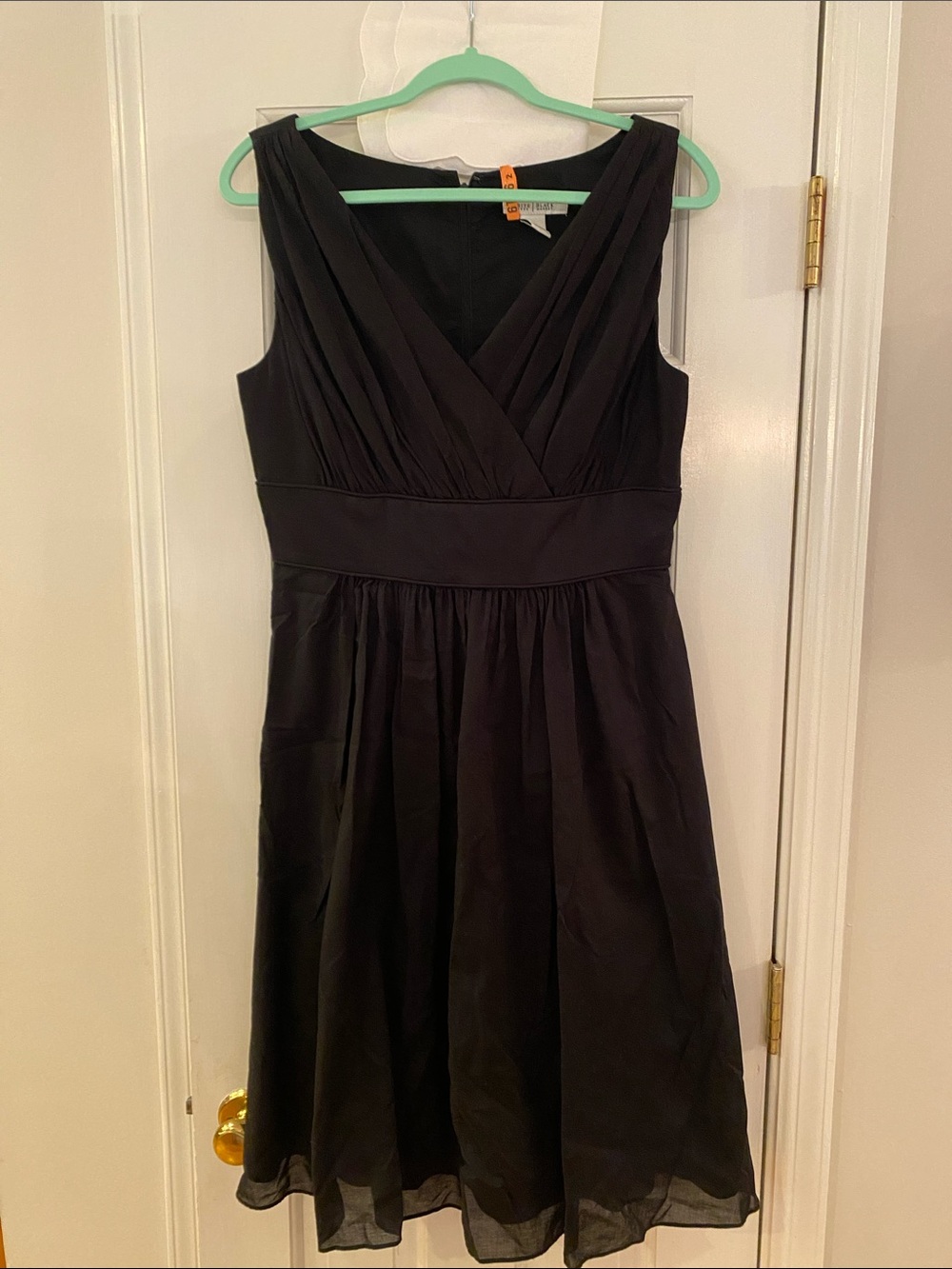 White House Black Market Black V-Neck Sleeveless Midi Dress